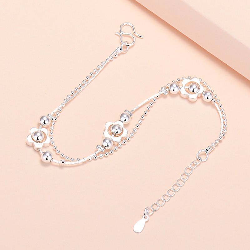 Gelang Kaki Rantai 925 Silver Model Tulang Ular Hati Untuk Wanita