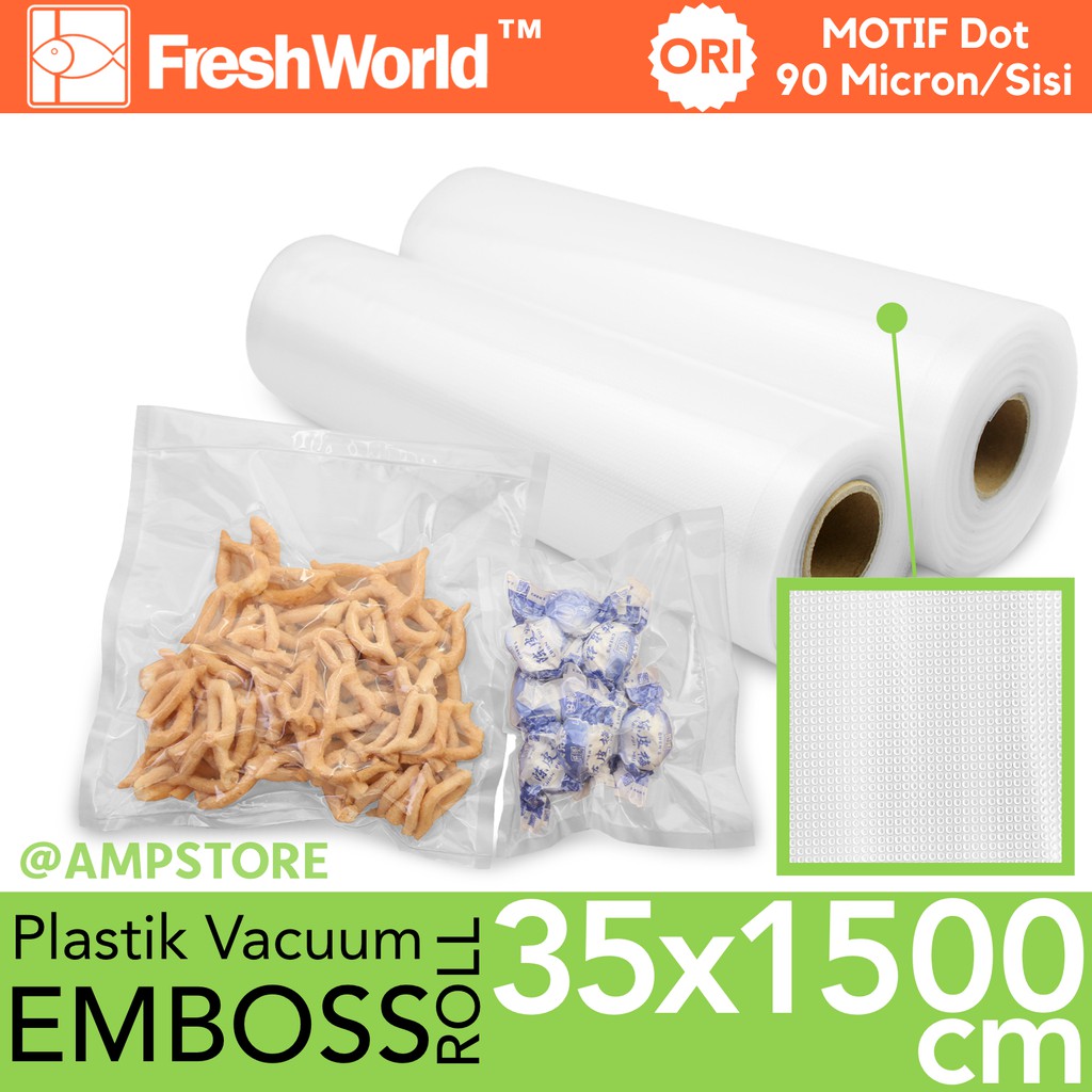 Fresh World 35cm x 1500cm Plastik Vacum Embos Vacuum Sealer Roll 15Meter