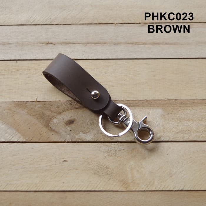 Gantungan kunci kulit sapi asli keychain model hook silver - PHKC023