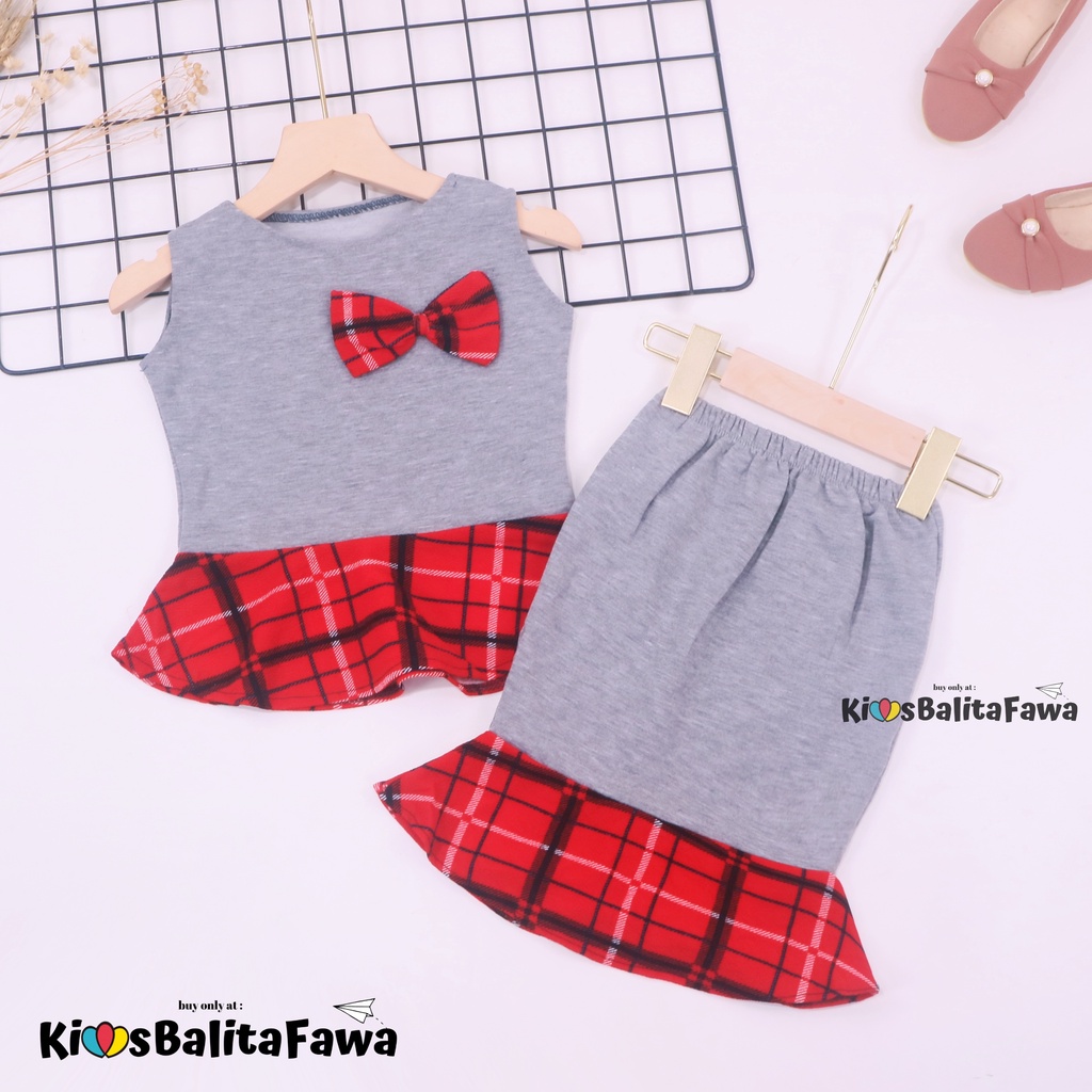 Setelan Zizi Anak uk 3-4 Tahun / Atasan Bawahan Rok Perempuan  Baju Pesta Set Peplum Cewek Import