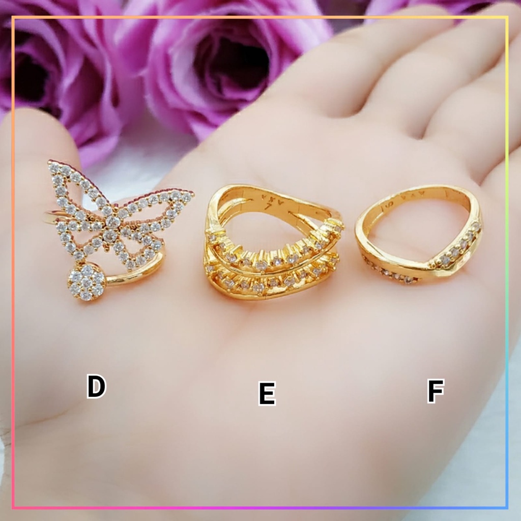 Cincin xuping cincin dewasa terbaru Zig zag perhiasan wanita cincin lapis emas gold A196