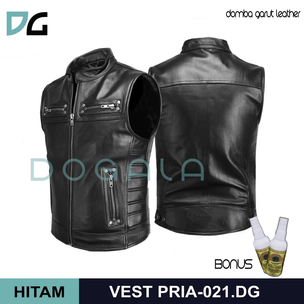 Rompi Pria Vest Biker Rompi Kulit Sintetis 021.DG