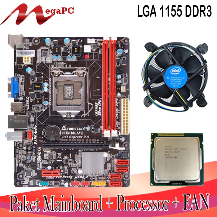 Paket Mainboard LGA 1155 H61 DDR3 + Processor Core I3 3220 + FAN