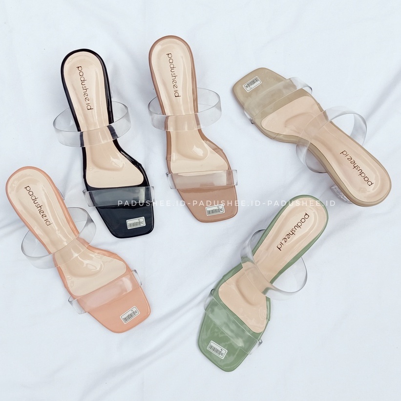 Padushee.id - sandal wanita || NOVITA || heels kaca 5 cm