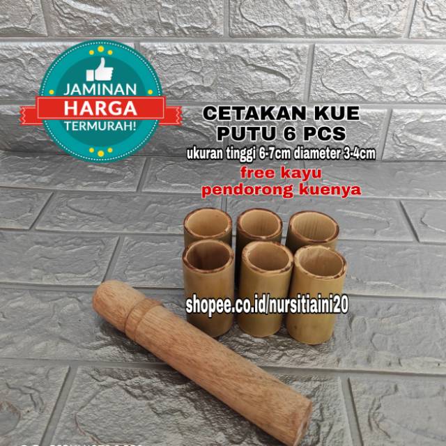 CETAKAN KUE PUTU BAMBU 6 PCS - CETAKAN PUTU - CETAKAN KUE PUTU