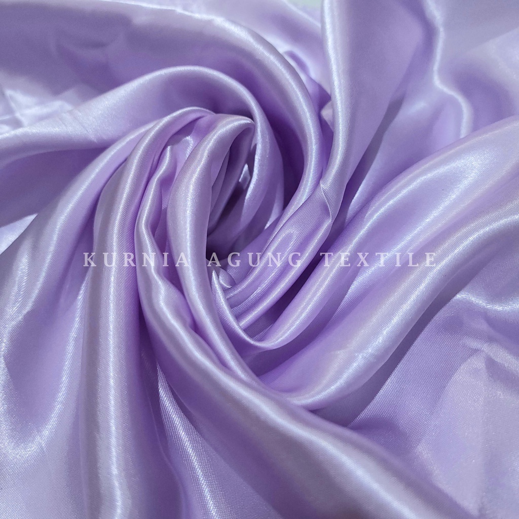 Kain Satin Meteran Warna Lilac / Kain Saten Polos / Bahan Satin Silk / Bahan Kain Halus Jatuh Tebal Mengkilap untuk Gamis Lebaran Wanita Gaun Pesta Muslimah Premium ukuran 50 cm x 150 cm Murah