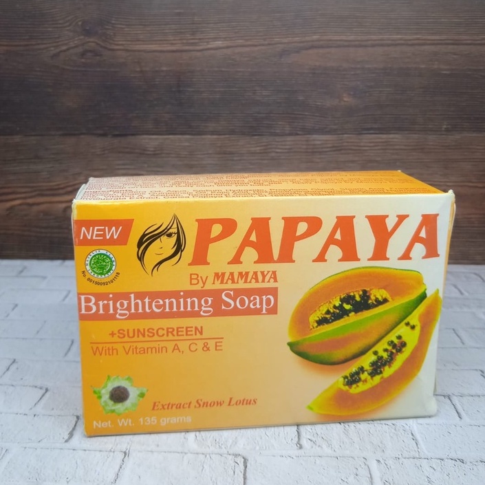 Sabun Papaya By Mamaya 135gr Sabun Kecantikan Brightening Soap + Sunscreen Extract Snow Lotus with Vitamin C, E Mencerahkan dan Menghaluskan Wajah