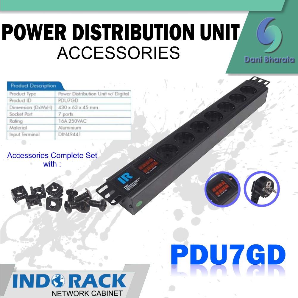 Indorack Accessories Power Distribution Unit 7 Outlet Germany