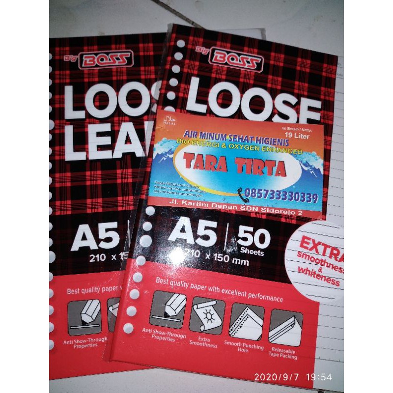

Promo murah refill binder isi binder big boss loose leaf A5 50 lembar