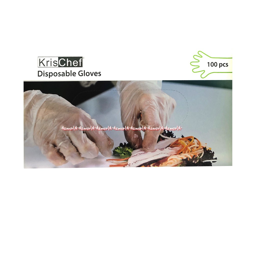 Krischef Disposable Glove Sarung Tangan Plastik Bening Untuk Masak 100Pcs Pelindung Tangan