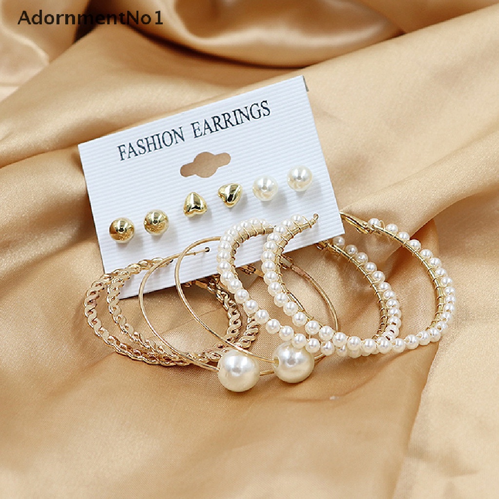 (AdornmentNo1) 1 Set Anting Tusuk Gantung Bentuk Lingkaran Hollow Aksen Mutiara Imitasi Untuk Wanita