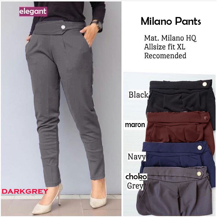 MOKOKOMO CELANA PANJANG PANTS MILANO BAWAHAN FASHION WANITA