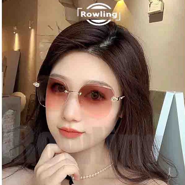 Rowling(ka-136)Kacamata  Hitam Terbaru Wanita No Frame Titanium Diamond Style Kacamata Fashion Murah/Kacamata Sunglasses Import Wanita Kacamata Fashion