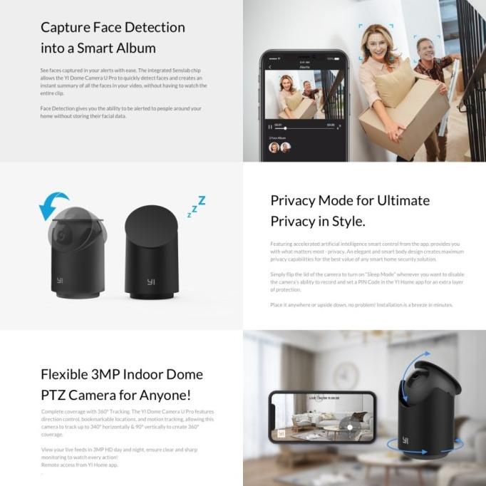 IP Camera CCTV Wifi Xiaomi Yi Dome U Camera Pro 2K 3MP Full HD