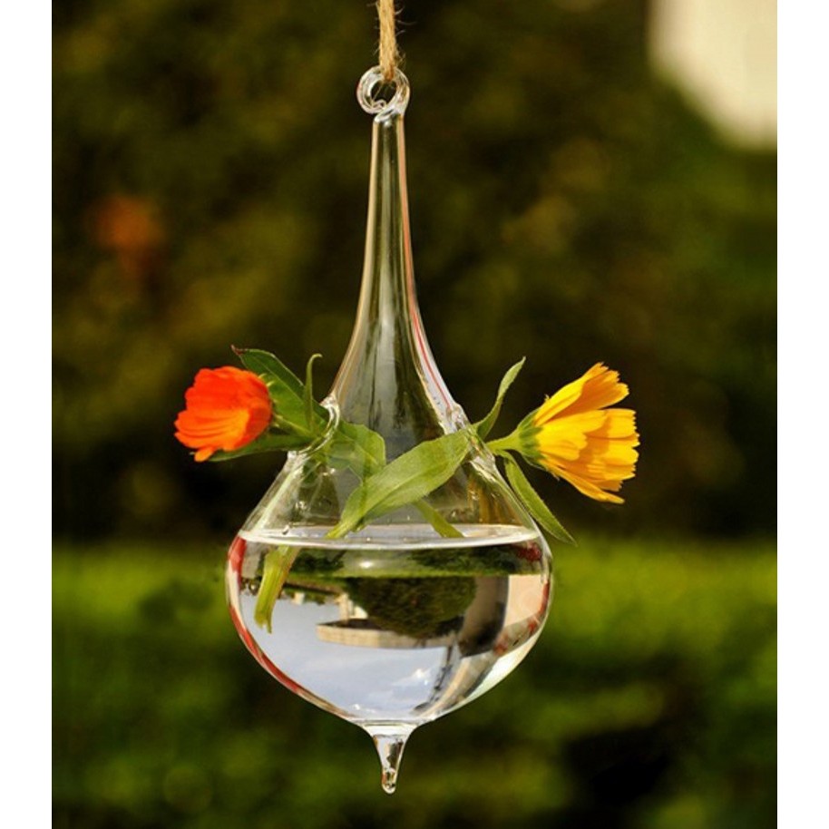 1 Pc Lucu Waterdrop Bentuk Clear Glass Bunga Tanaman