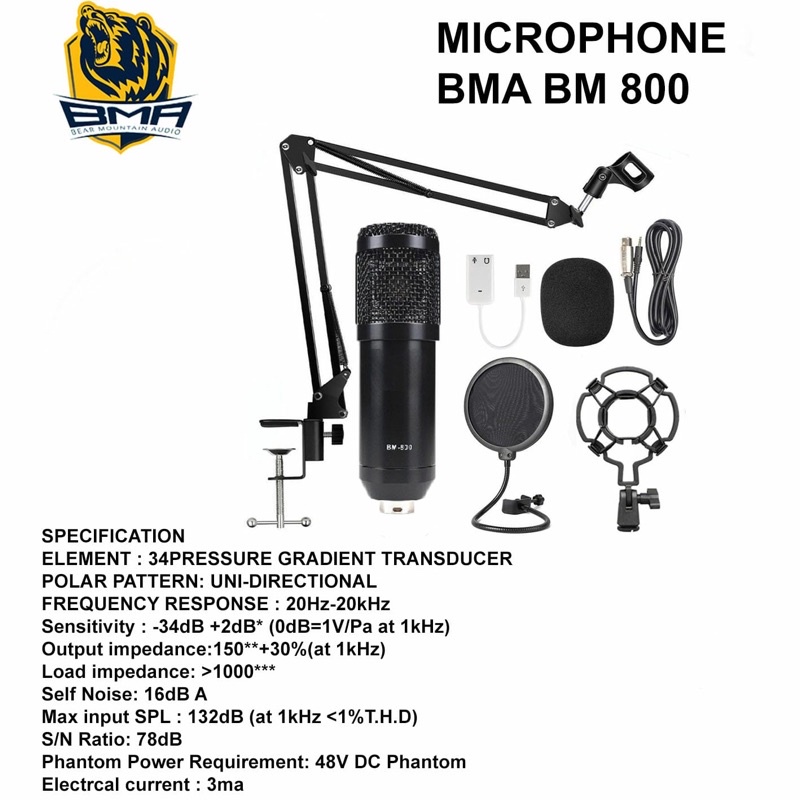 Stand tiang Microphone Mic BMA BM800
