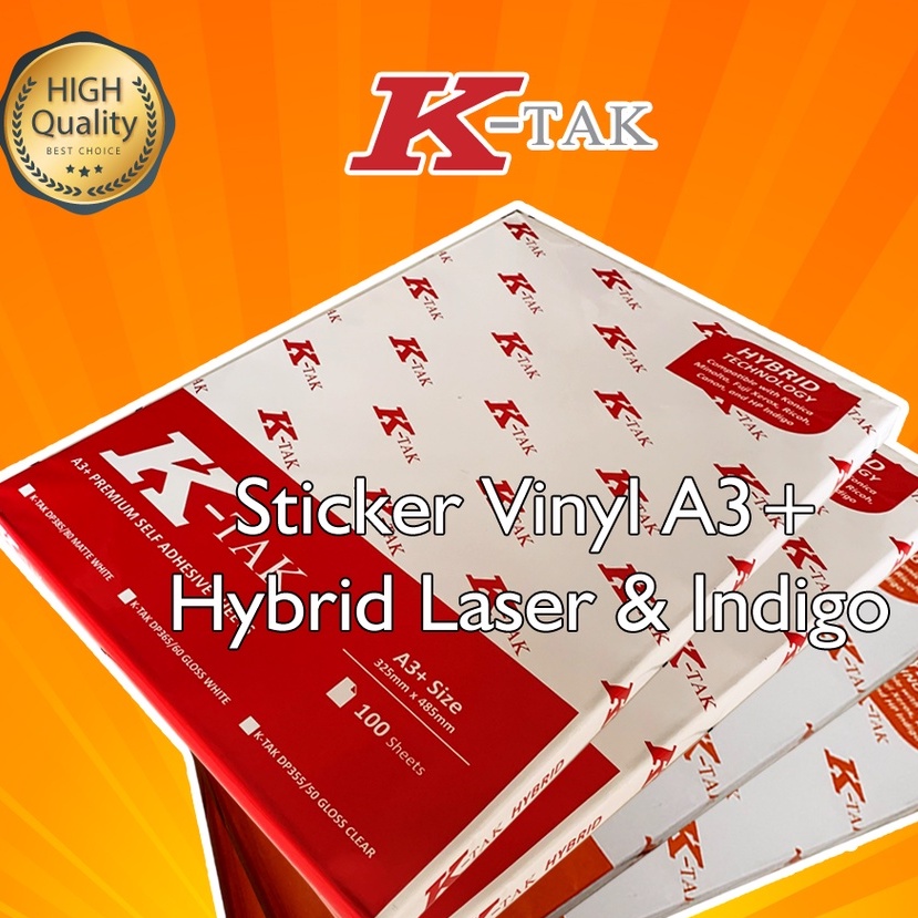 Ktak Sticker Vinyl PP Film K-Tak Hybrid  Laser Toner dan Indigo A3+ Stiker Label Kemasan Anti Air - Repack