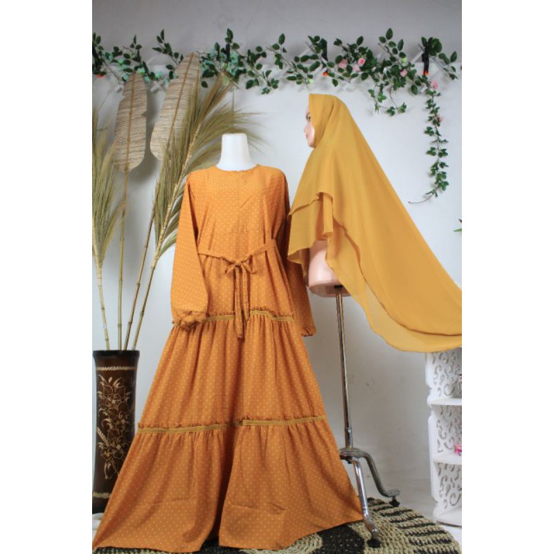 GAMIS SET HIJAB SHAKILA VENYTA ceruty Polkadot set KHIMAR Ceruty KANISSA jilbab terbaru polka motif modis murah simple