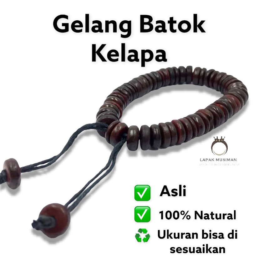 [Bayar di Tempat] Gelang Pria Batok Kelapa Asli Natural