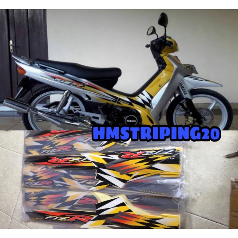 STRIPING STIKER LIS BODY FIZ R FIZR MILLENIUM TAHUN 2000 KUNING SILVER