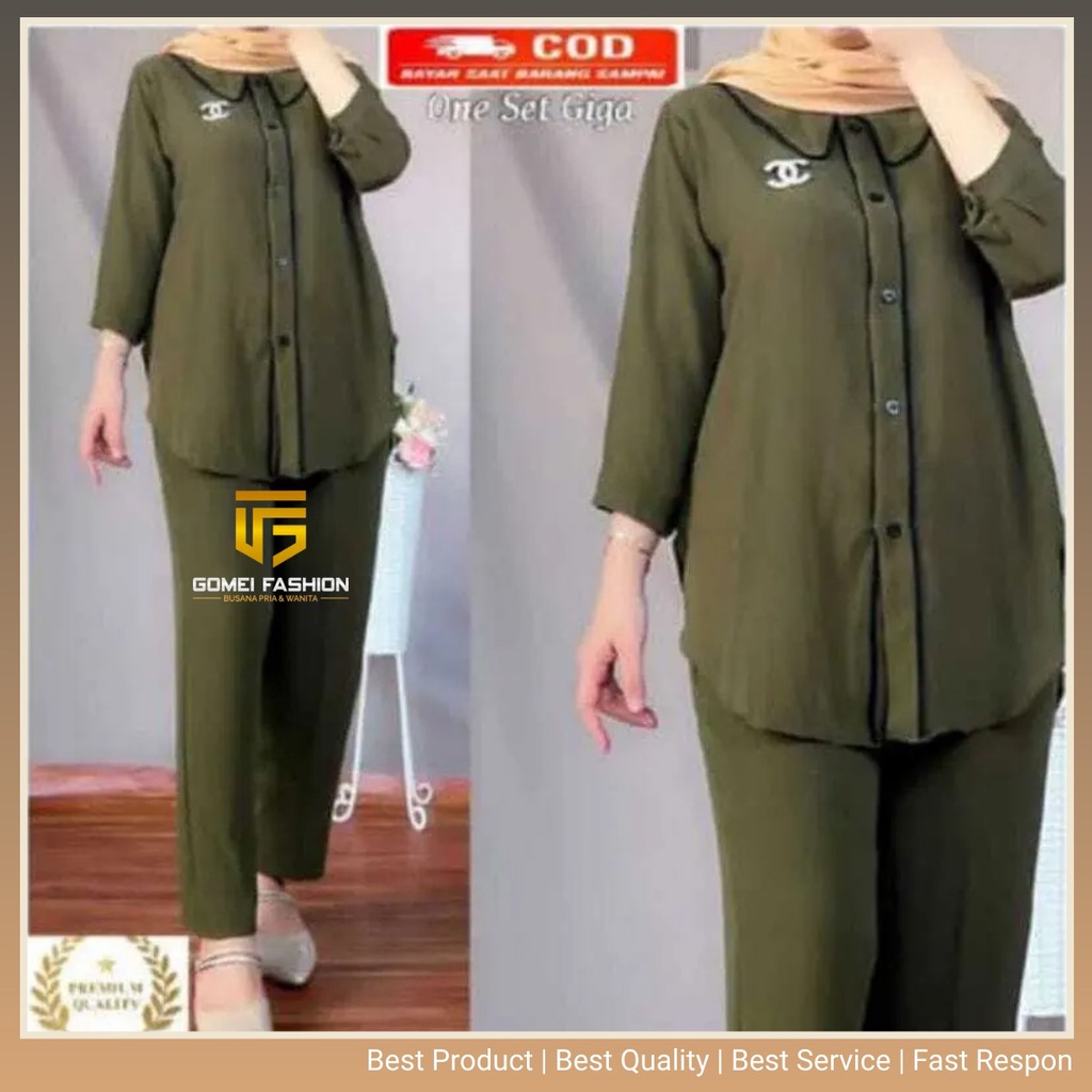 SETELAN CRINKLE KERAH RENDA/SET GIGA CRINKLE/SETELAN WANITA/SETELAN WANITA TERBARU