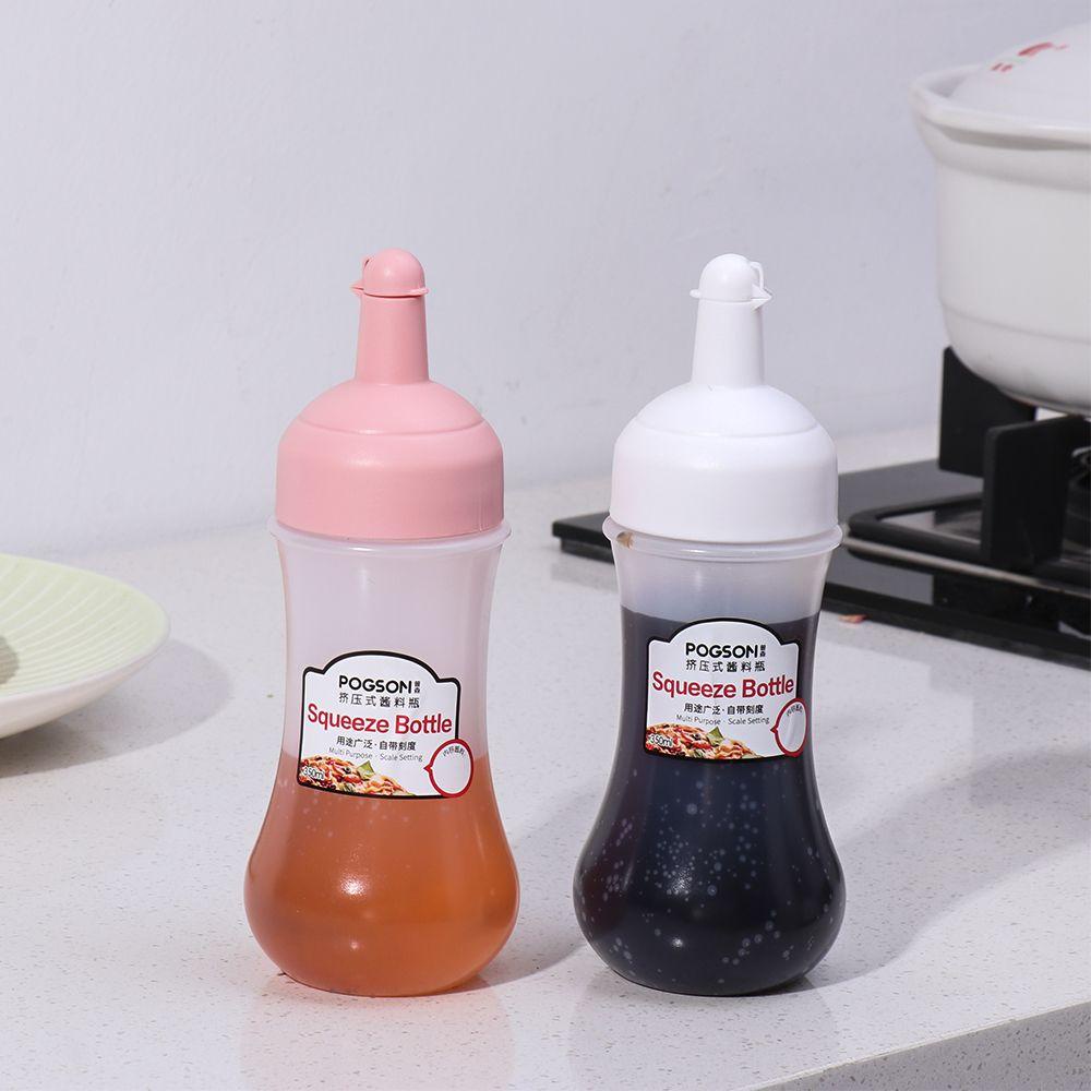 Suyo Botol Dispenser Saus Cuka / Makanan Penutup Model Remas 350ML Anti Debu Untuk Dapur