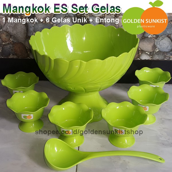  Tempat  Wadah  Es Buah  Set Golden Sunkist Mangkok Set 