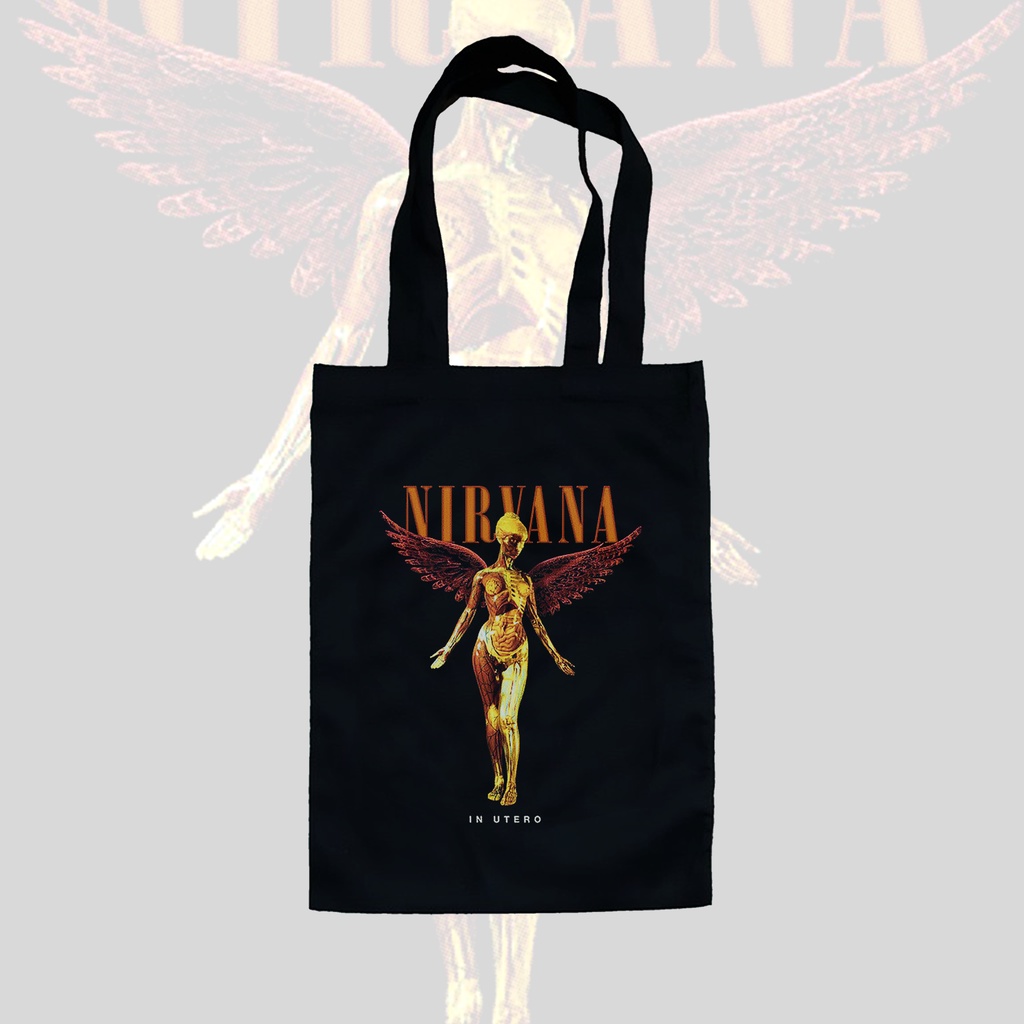 Tas Tote Bag Kanvas Hitam - Nirvana .03