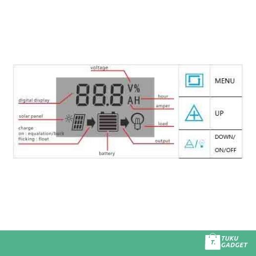 Pengisi Daya Surya LED PANEL Solar Charger Controller Dual 2 USB - 10A 12V 24V