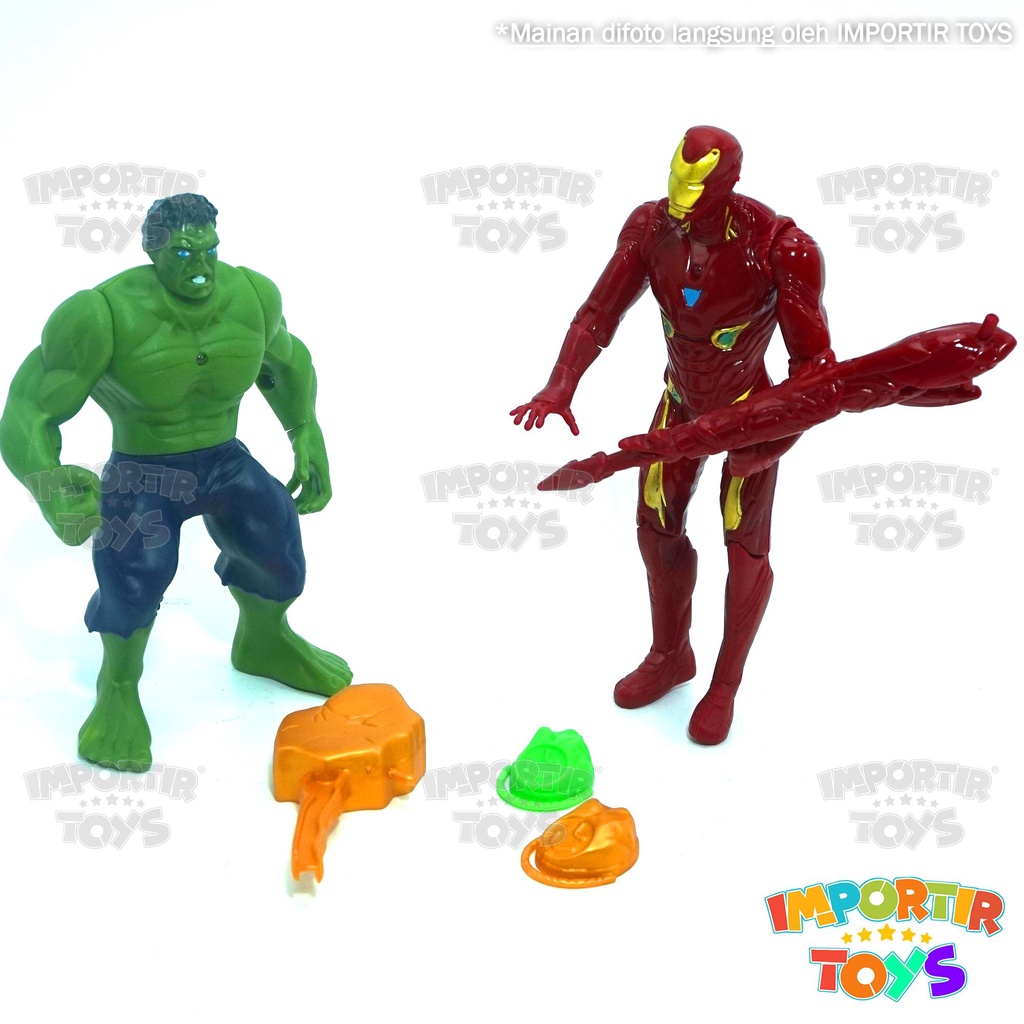 Set Figure Avengers 2 Pcs Marvel Mainan Anak dgn Lampu Bercahaya