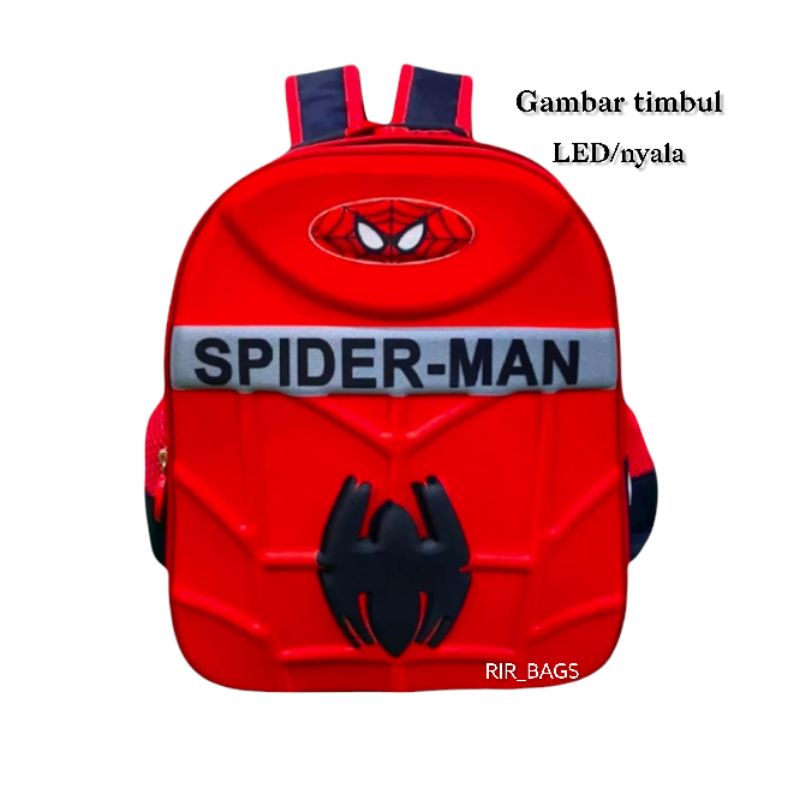 Tas sekolah anak spuderman TK LED/Tas ransel sekolah anak TK LED/Tas anak karakter Spiderman TK/Tas 