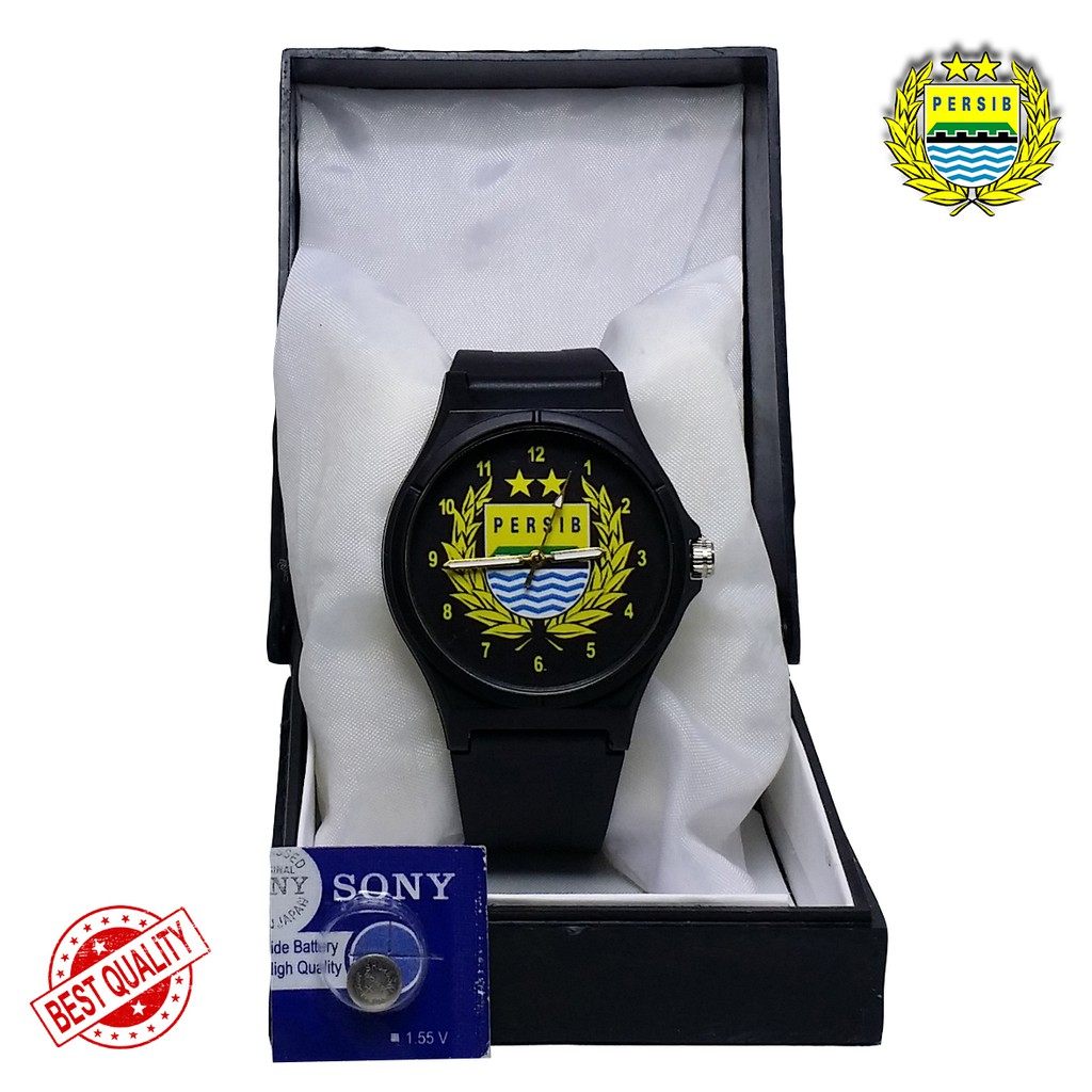 { BEST QUALITY } JAM TANGAN PERSIB ANTI AIR MOTIF PERSIB SAYAP HITAM