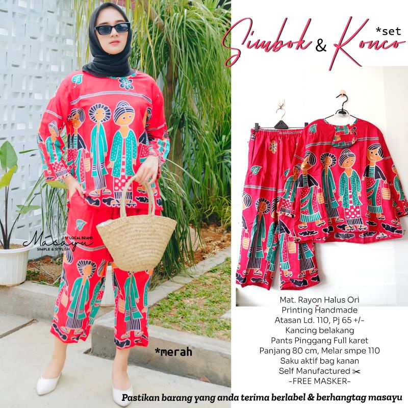 setelan batik karakter simbok + konco set original by masayu