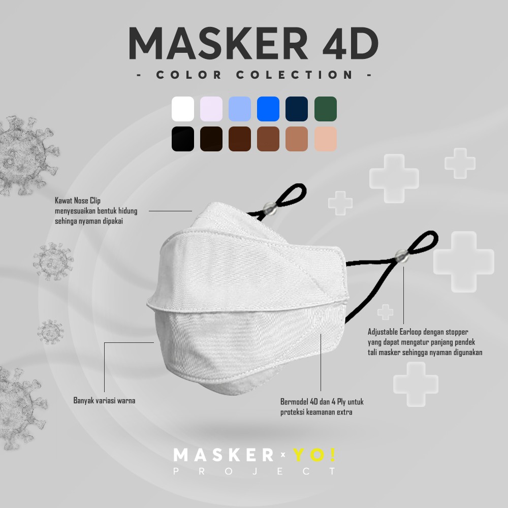 Masker Kain 4D Evo with Adjustable Earloop (4 Ply)