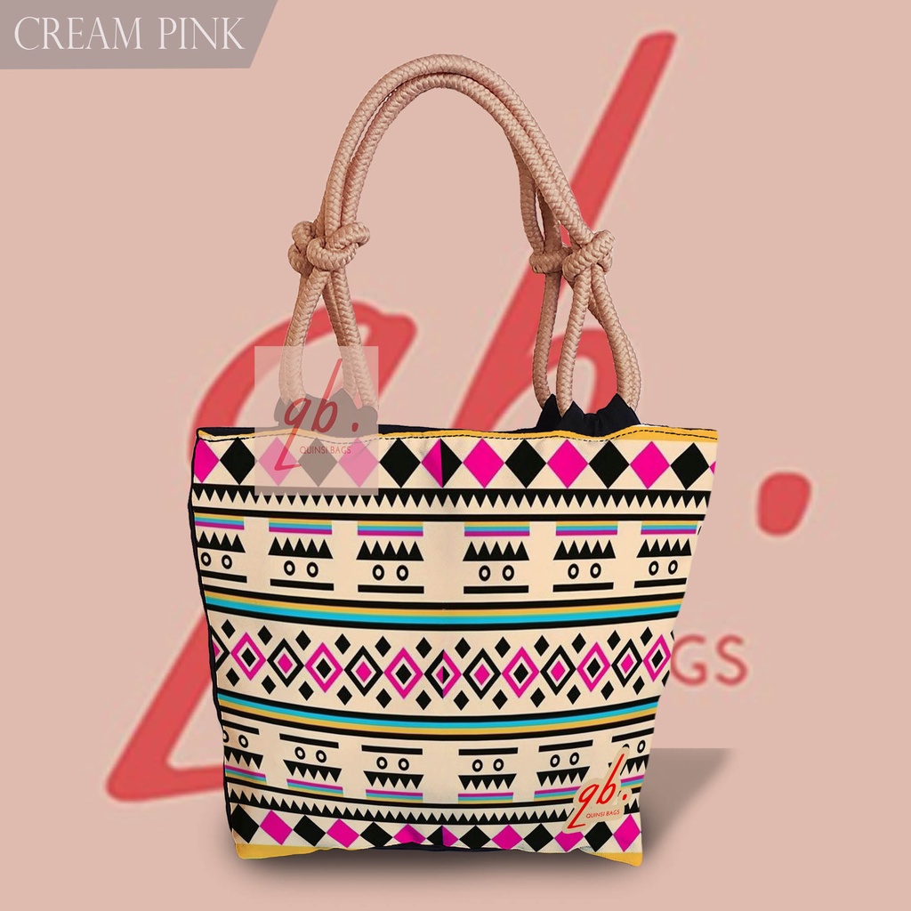 [ New Arrival]  Totebag Tote Bag Tali Sumbu Tas Wanita Batik Printing Motif Etnik Ethnic Tribal Tropical Floral Bunga Daun
