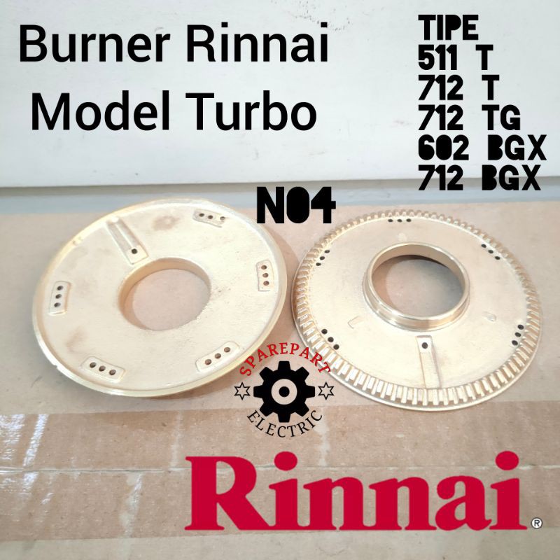 BURNER KUNINGAN KOMPOR GAS RINNAI / KECIL BESAR BGX TORNADO TURBO ORIGINAL LENGKAP