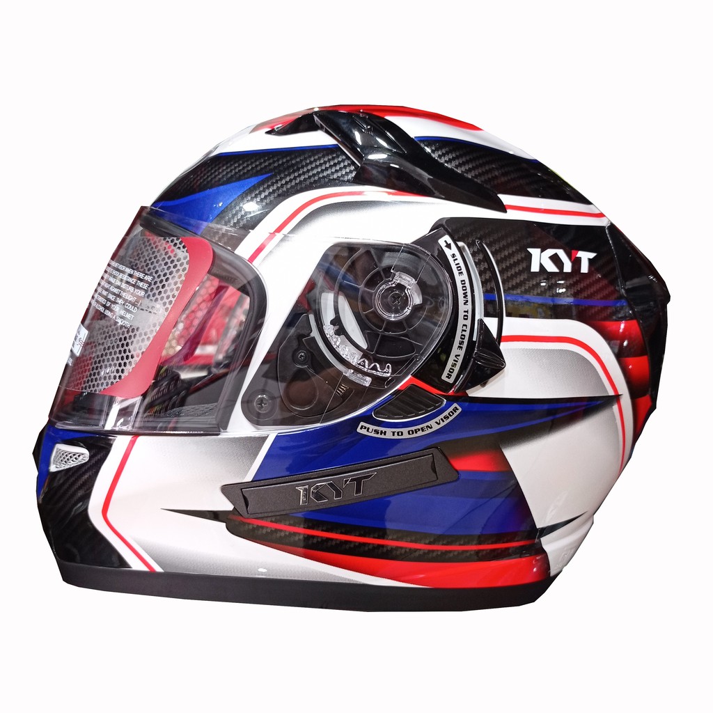 HELM KYT K2R SUPER FLUO #2 BLACK WHITE DOUBLE VISOR ORIGINAL KYT