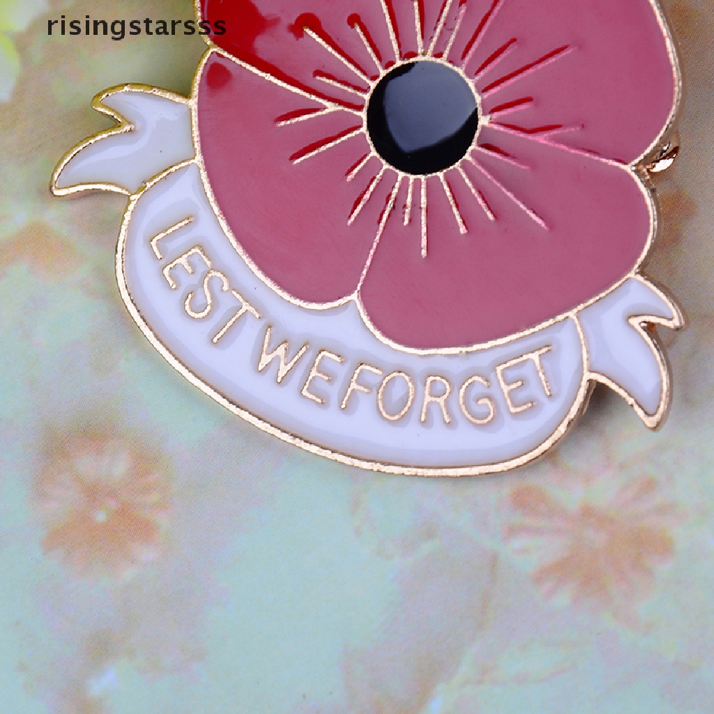 Bros pin Enamel Bentuk Bunga poppy Warna Merah Untuk Hadiah