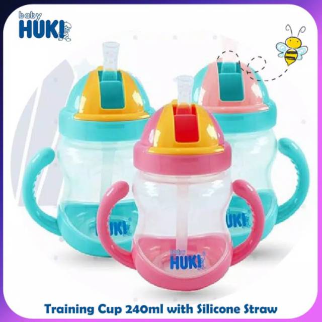 Baby HUKI Training Cup 240ml with silicone straw