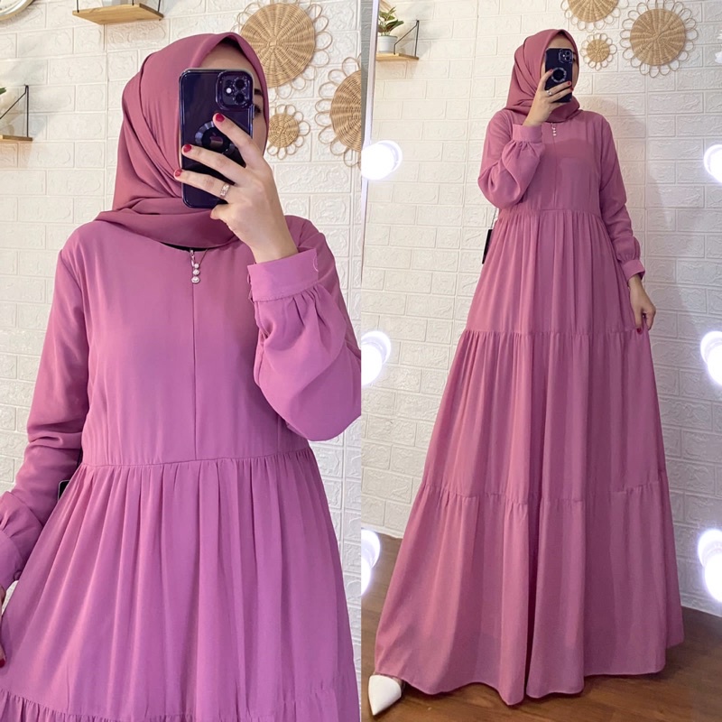 Gamis Polos Jasmine Ceruty Import Premium Dailydress