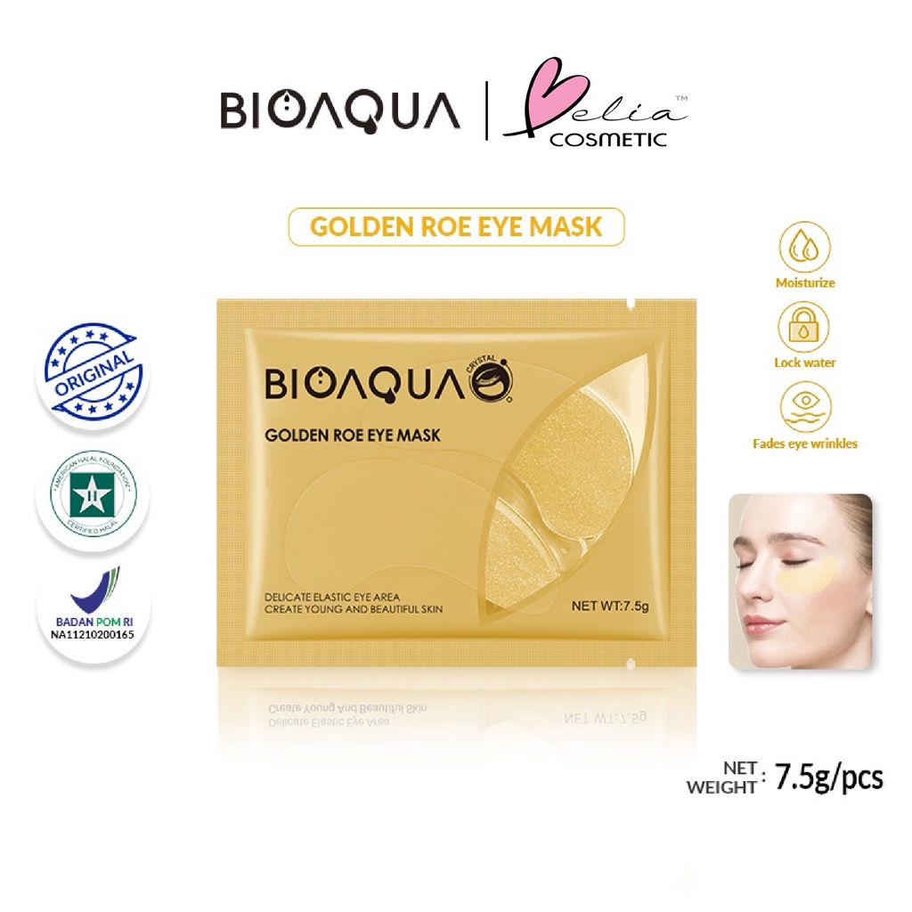 ❤ BELIA ❤ BIOAQUA Sheet Mask Master Series Plant | Flowers | Fruit | Eye Mask | Facial Mask Brightening Glowing Moisturizing Skin Care | Hydrating Essence Face Mask Brightening Anti Acne Jerawat | Honey Vitamin C Masker Wajah Muka Pelembab Kulit Cosmetics-BA_Eyemask GOLD7.5g
