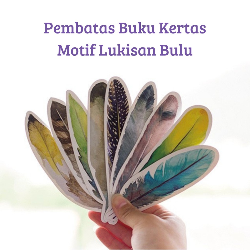 

1 buah Pembatas Buku Kertas Motif Lukisan Bulu Lucu