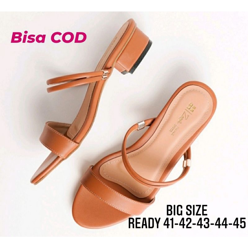 Sandal Slop Wanita Coklat Big Size 41 42 43 44 45 / Sendal Slop heels Makazi Feminim JUMBO, 41