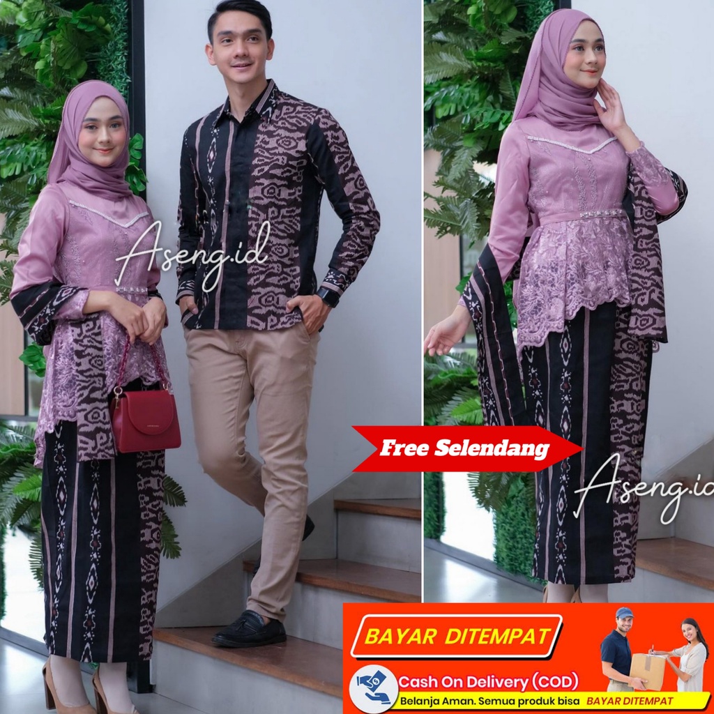 KEBAYA BATIK COUPLE BURKAT KONDANGAN BROKAT TILE BRUKAT WISUDA SET KUTU BARU BAJU LAMARAN TUNANGAN B