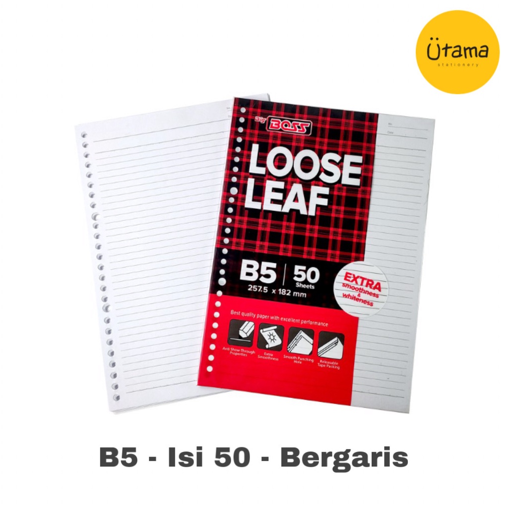 

Loose Leaf BOSS B5 Bergaris Isi 50 Lembar (GROSIR 10 PAK @5.000)/Isi/Refill/Refil Binder