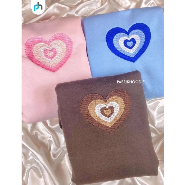 PABRIKHOODIE - BASIC SWEATER HEART {BORDIR} M - XXL {PRIA &amp; WANITA}