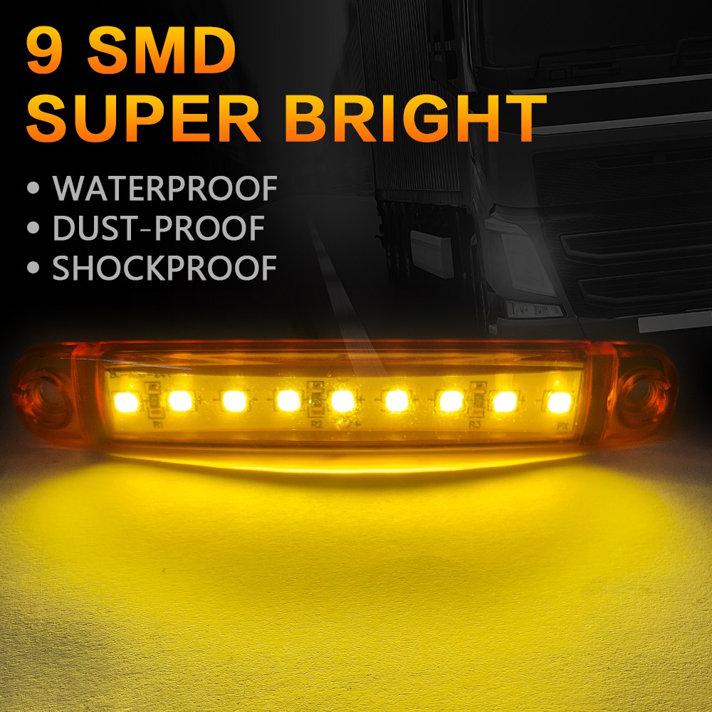 1PCS 24V 9 LED Light Car Side Light Lampu Eksterior Mobil Peringatan Tail Light Trailer Truck Lampu Lampu Kota LED Mobil