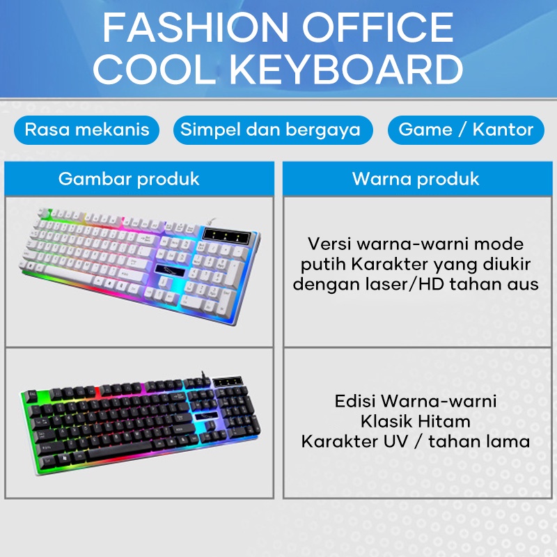 ISKU G21B Keyboard Standar 104 kunci nuansa mekanis Karakter tahan aus HD Efektif meningkatkan efisiensi kerja Bermain game dan pekerjaan kantor Nyaman dan mudah dioperasikan 100% Original