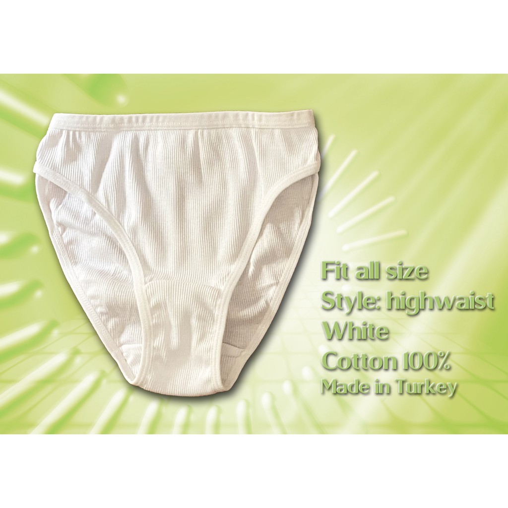 Celana dalam wanita cd katun Turki / Ladies panty pure cotton rib high waist made in Turkey