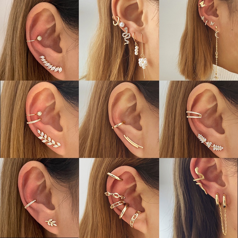 Anting Rumbai Kupu-Kupu Geometris Aksen Mutiara Berlian Imitasi Bahan Logam Gaya Eropa Amerika